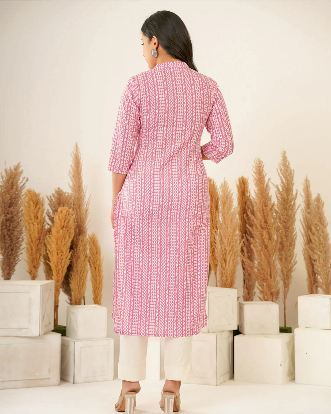 Pink Tribal Straight Kurti