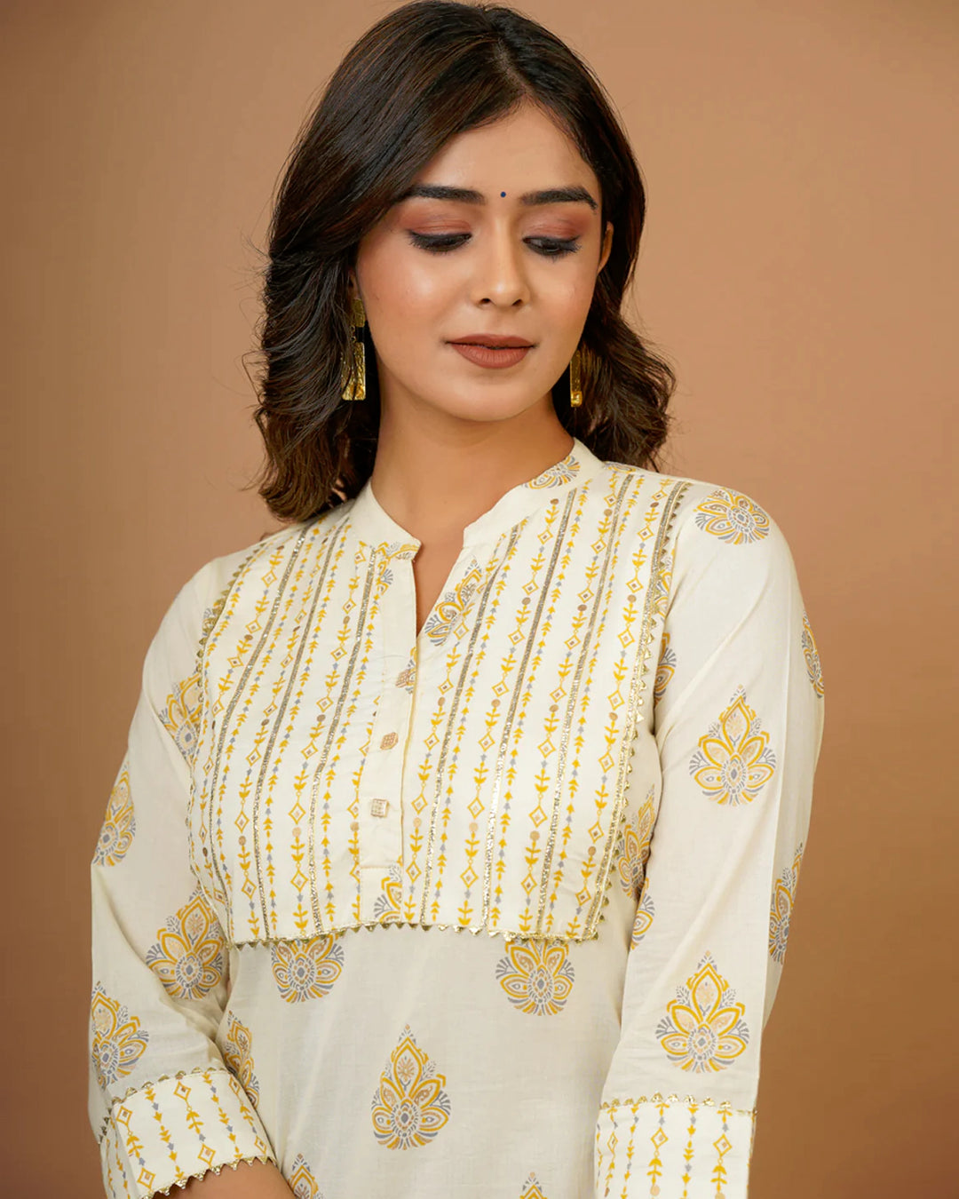 Yellow Buta Straight Kurti