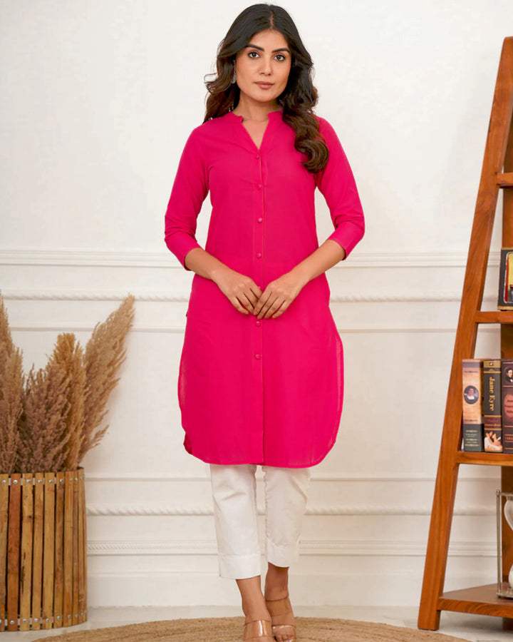 Hot Pink Button Down Kurti