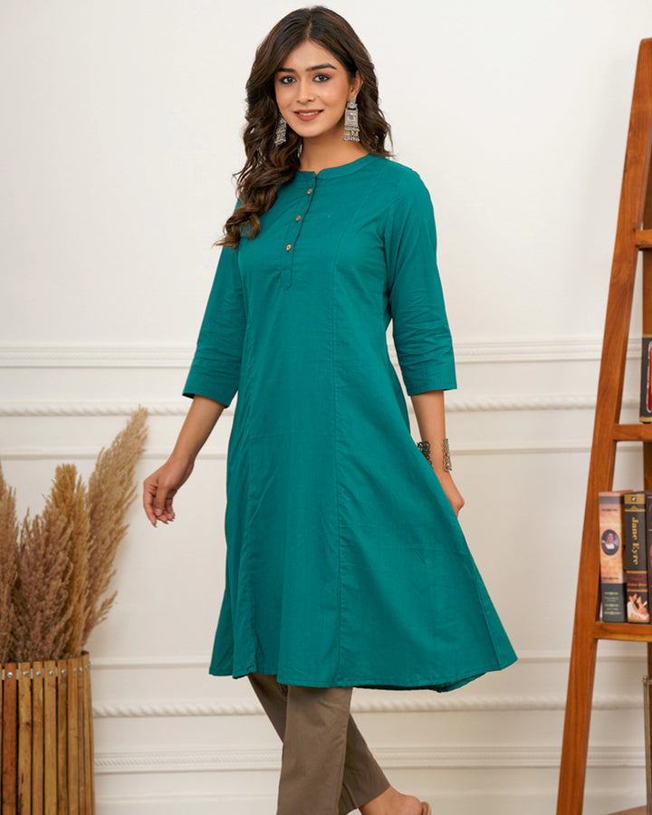 Forest Green A Line Kurti