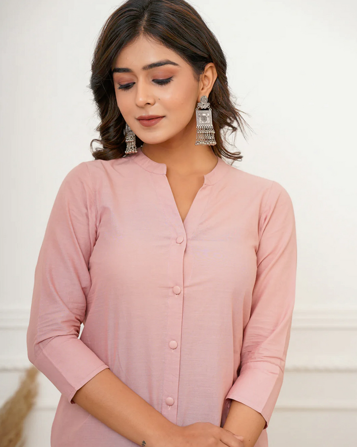 Old Rose Button Down Kurti