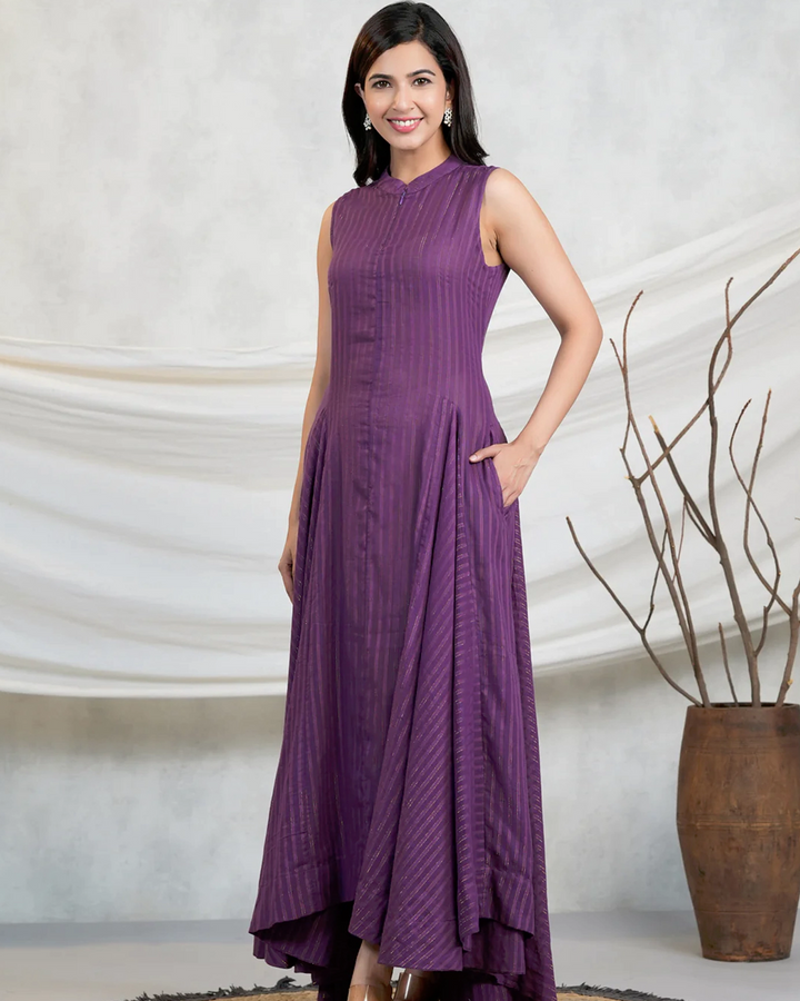 Purple Lurex Maxi Dress