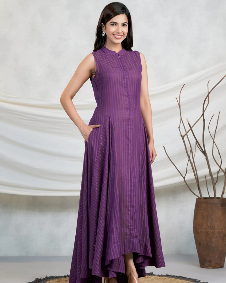 Purple Lurex Maxi Dress