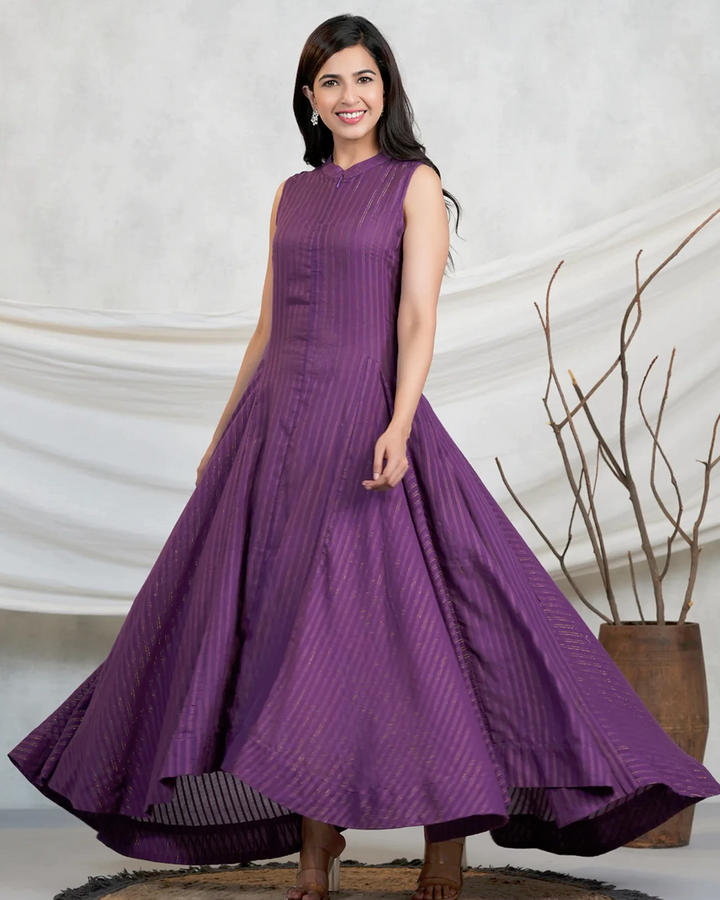 Purple Lurex Maxi Dress