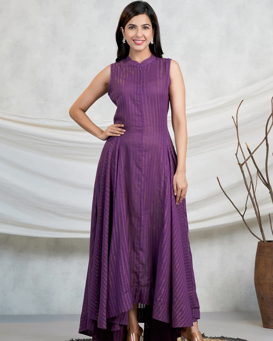 Purple Lurex Maxi Dress