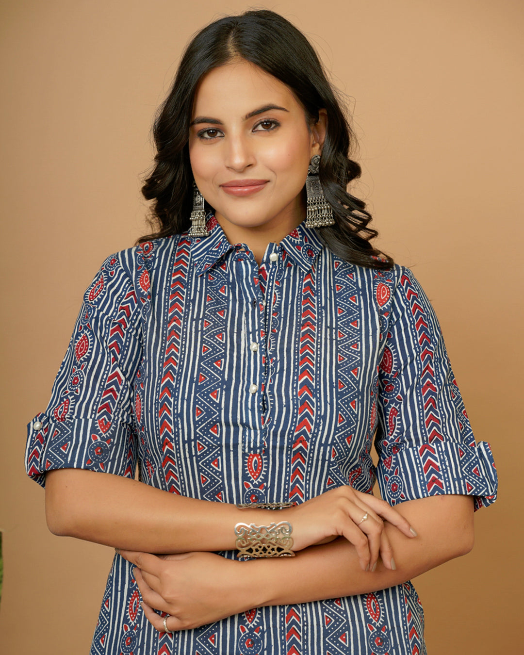 Indigo Red Tribal Kurta