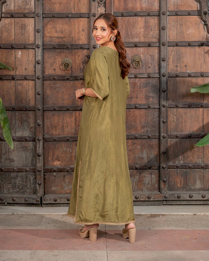 Sage Green Solid Kaftan