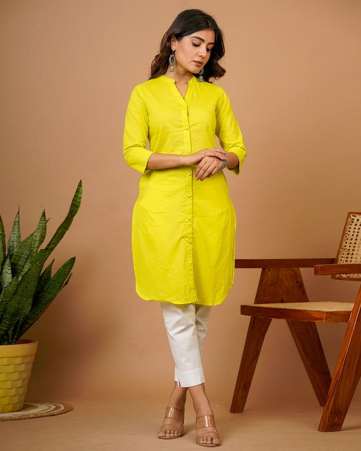 Neon Green Button Down Kurti