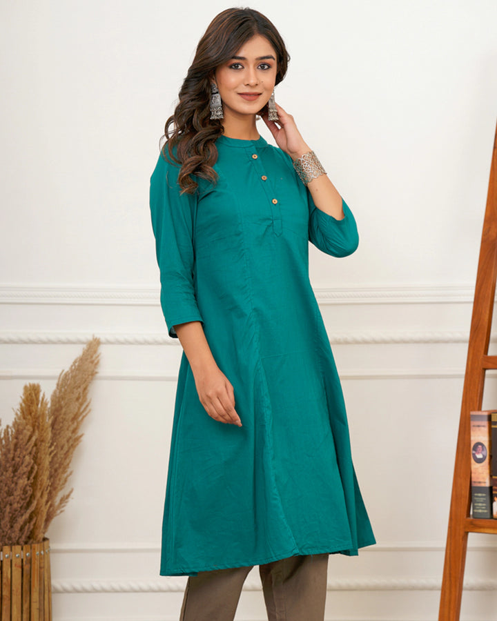 Forest Green A Line Kurti