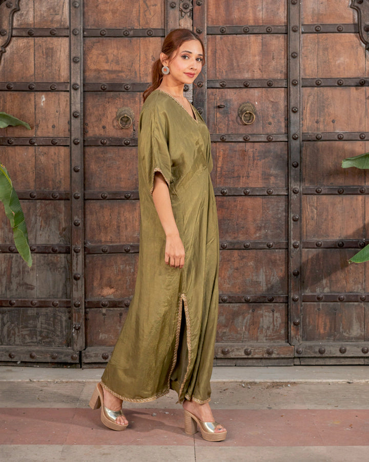 Sage Green Solid Kaftan