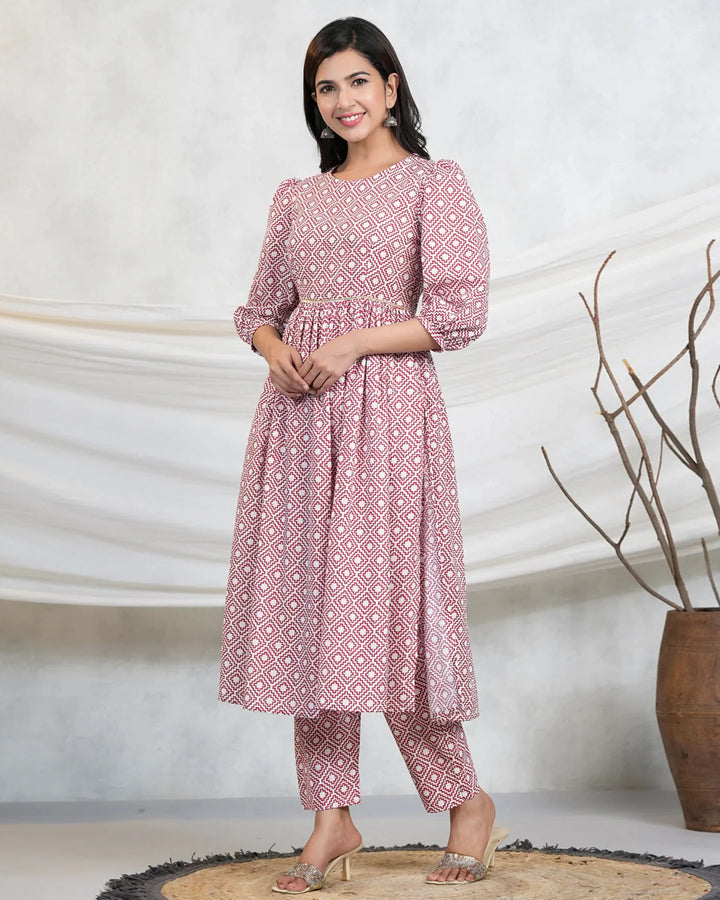 Maya Block Kurta Set