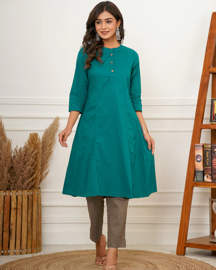 Forest Green A Line Kurti