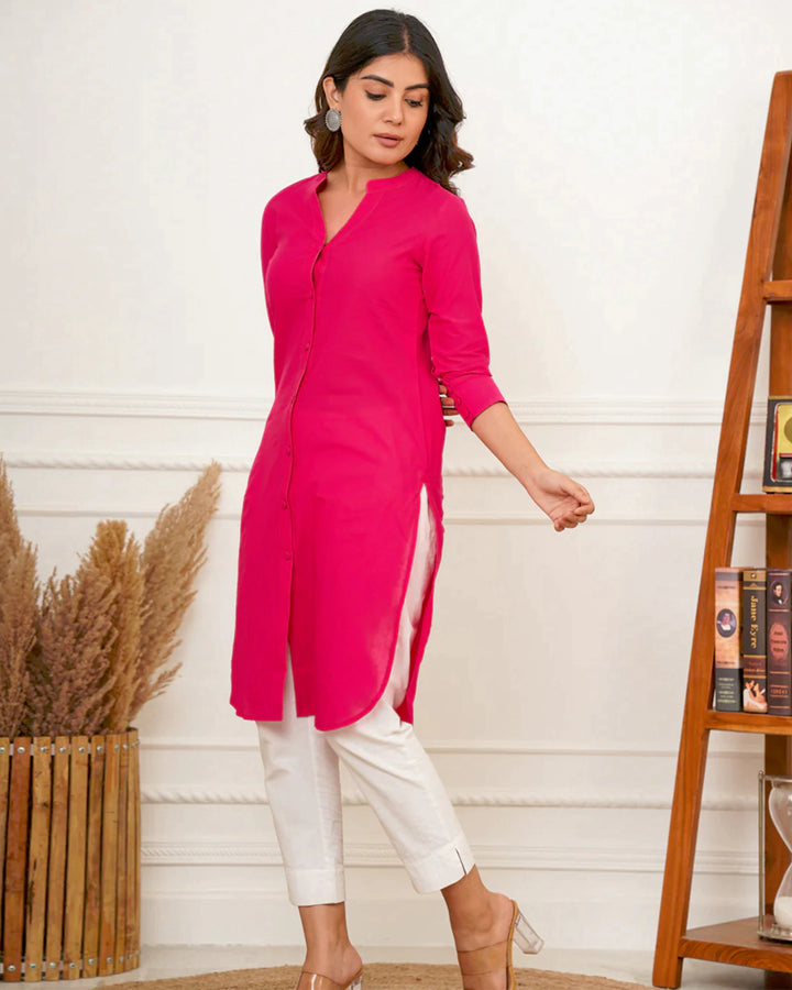 Hot Pink Button Down Kurti