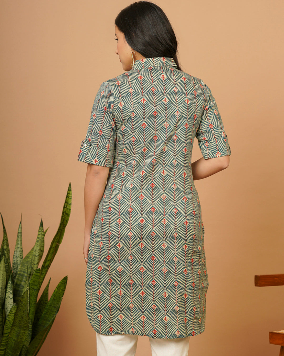 Green Red Tribal Kurta