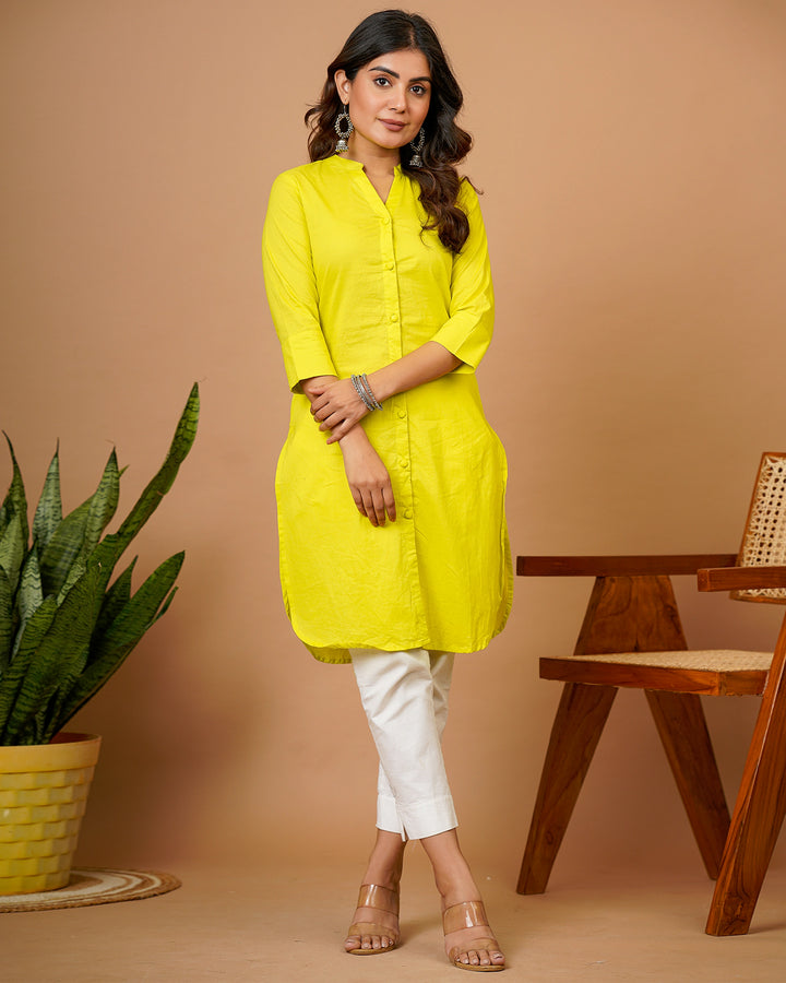 Neon Green Button Down Kurti