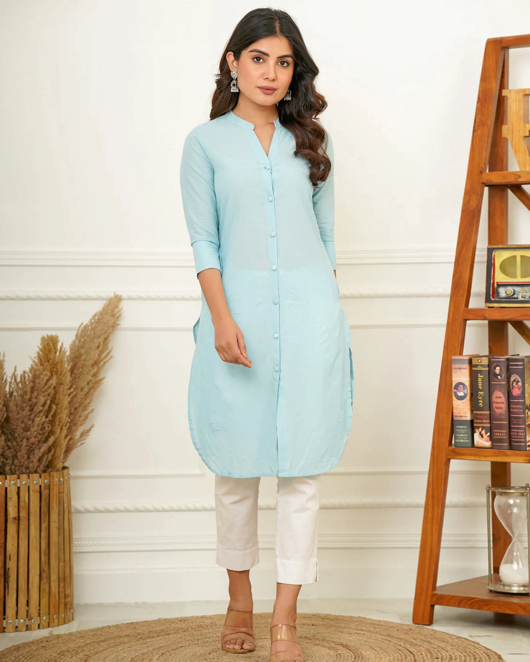 Ice Blue Button Down Kurta