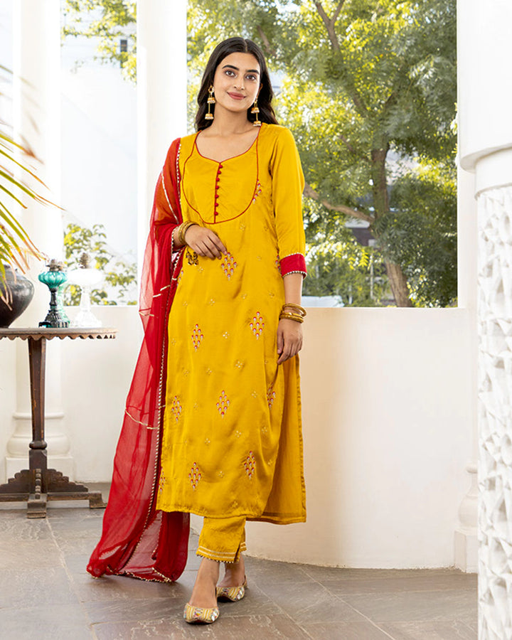 Sara Mustard Suit Set