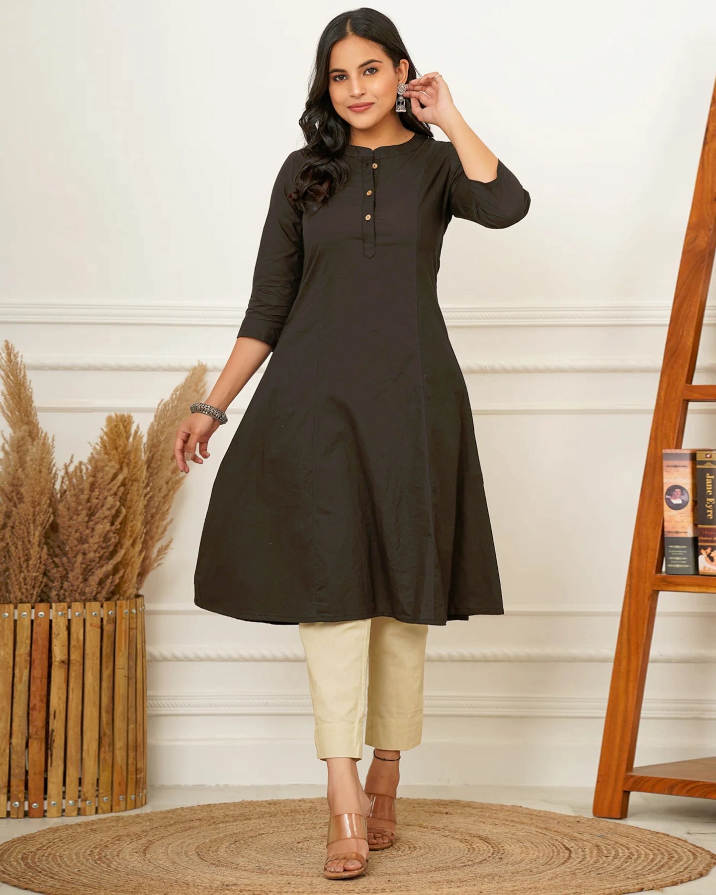 a line kurti dress Phagun Blue Women's A-Line Kurti Kurta Dress Indian Clothing With Palazzo-16