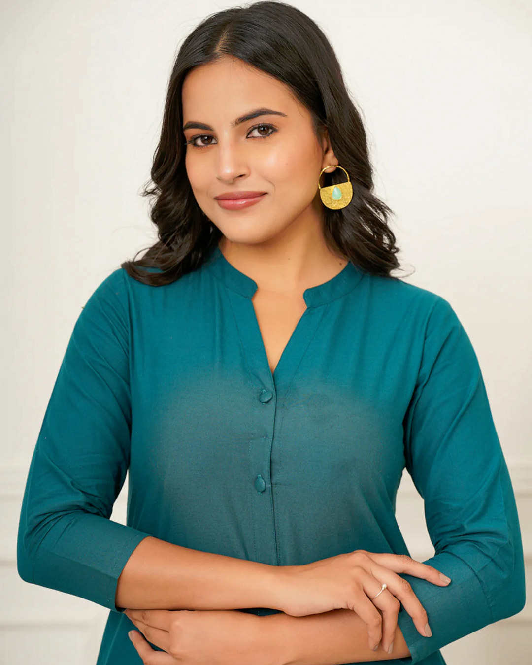 Dark Green Button Down Kurti