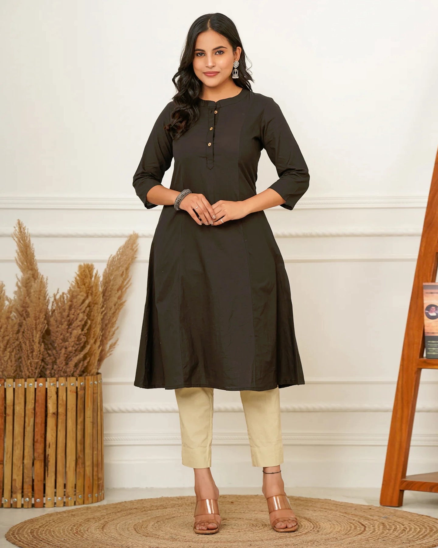 Black A Line Kurti Ambraee Black A Line Kurti Ambraee