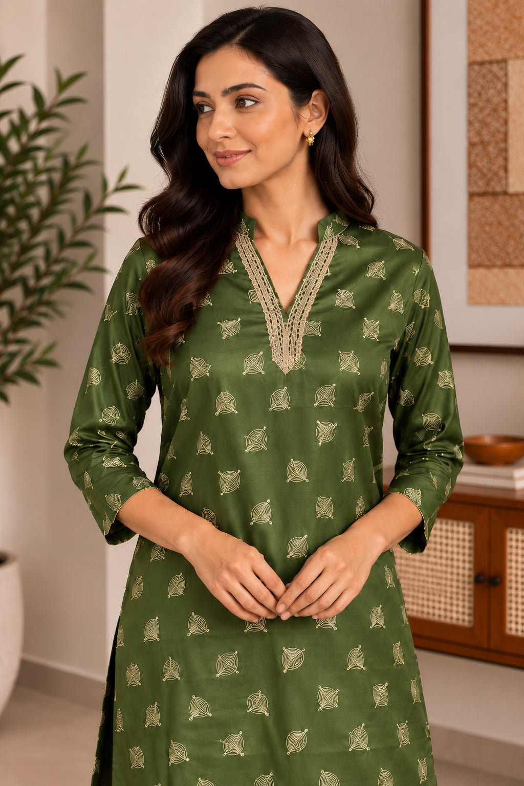 Green Foil Kurta Set