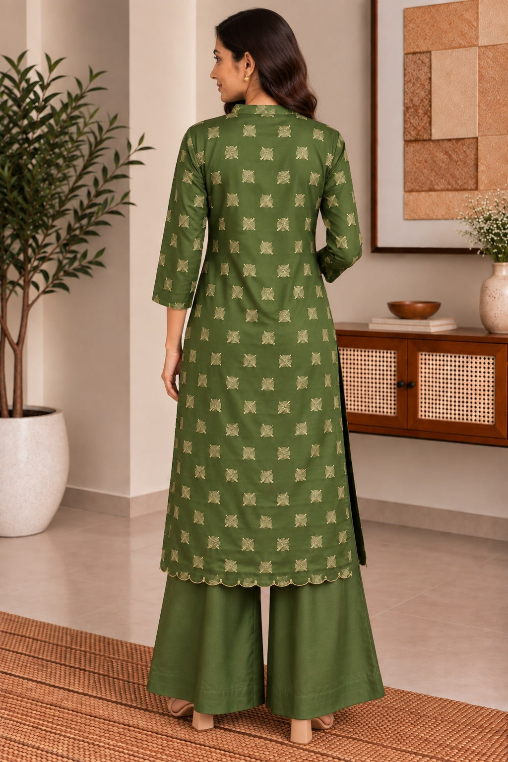 Green Foil Kurta Set