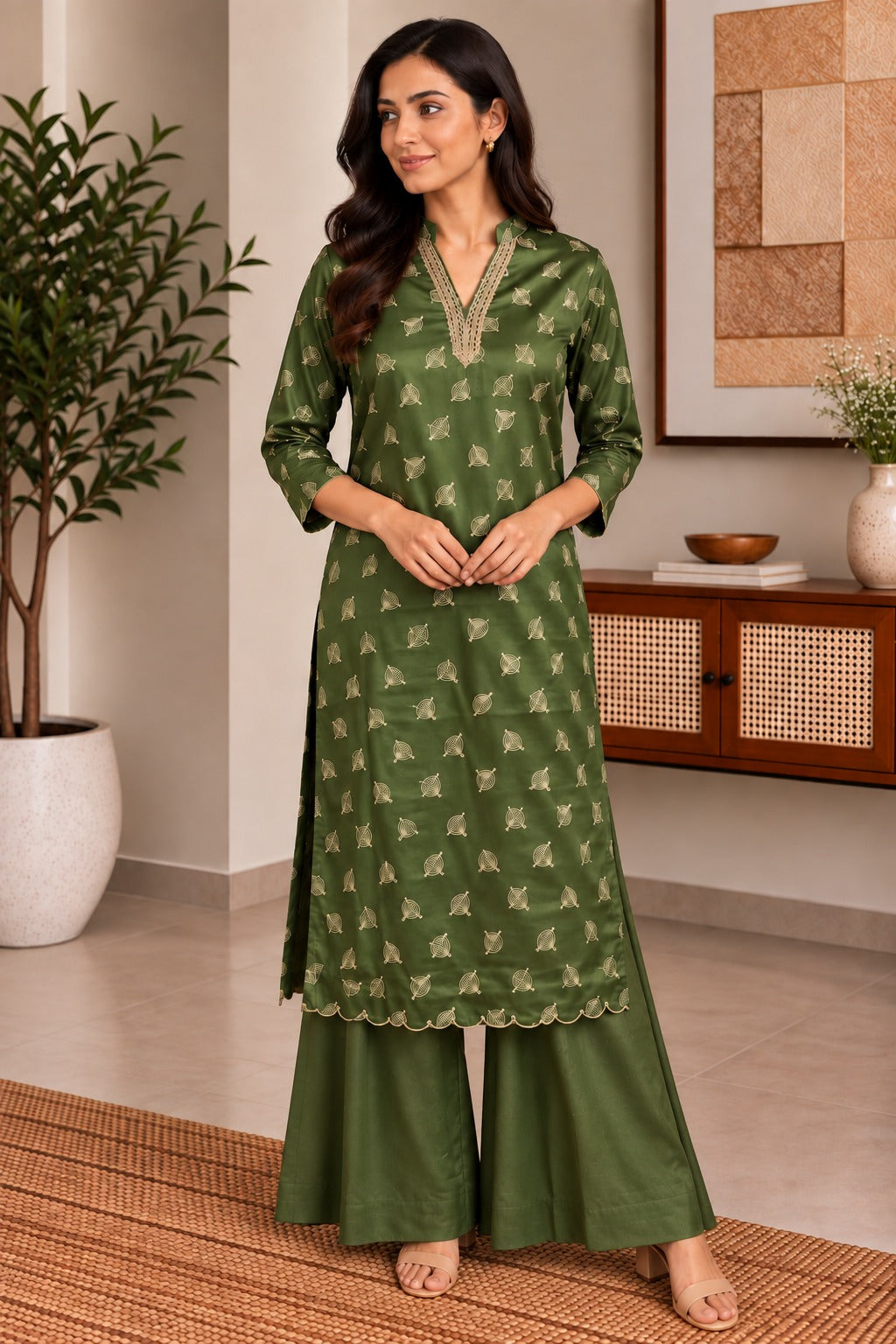 Green Foil Kurta Set