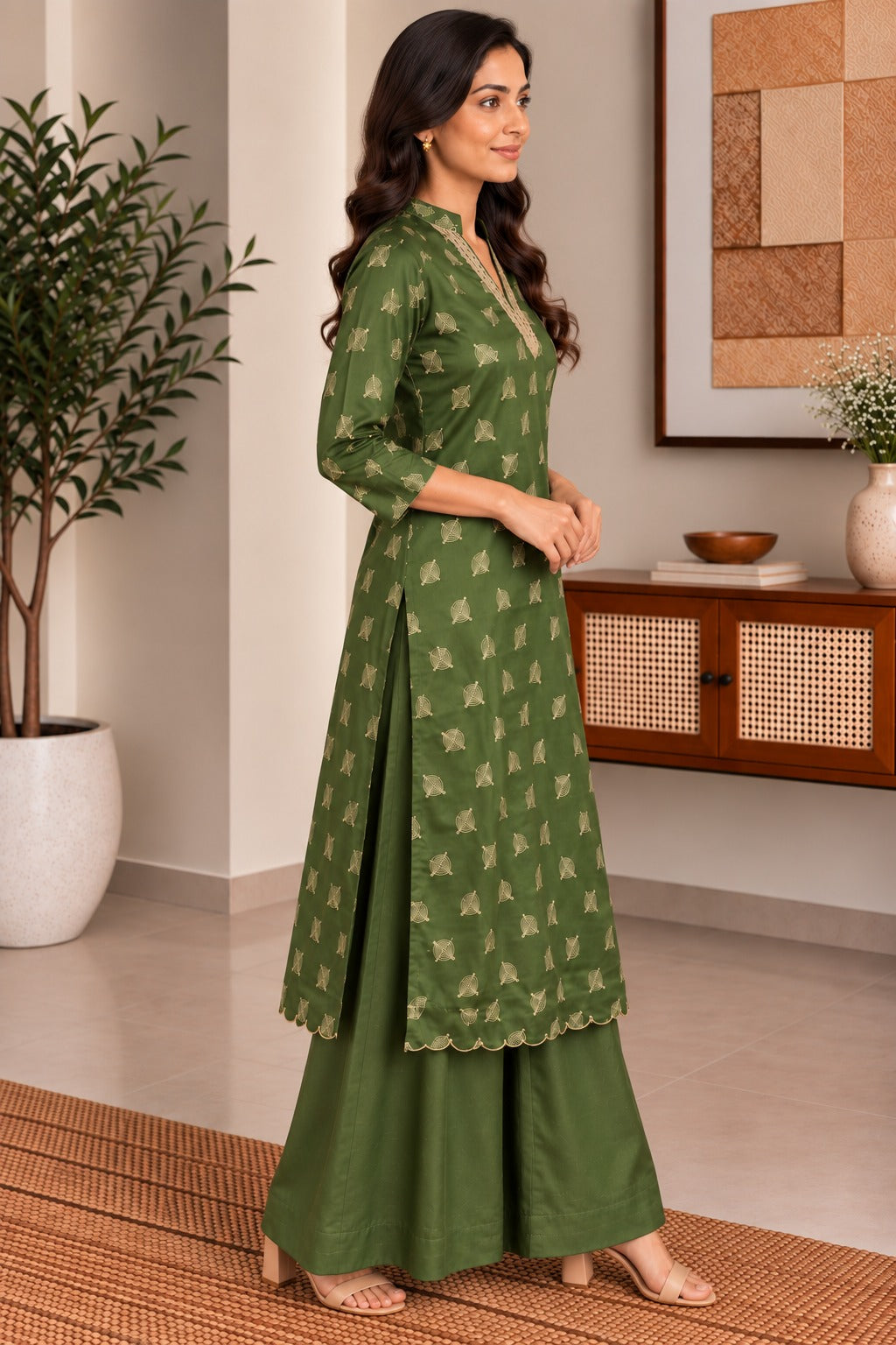 Green Foil Kurta Set
