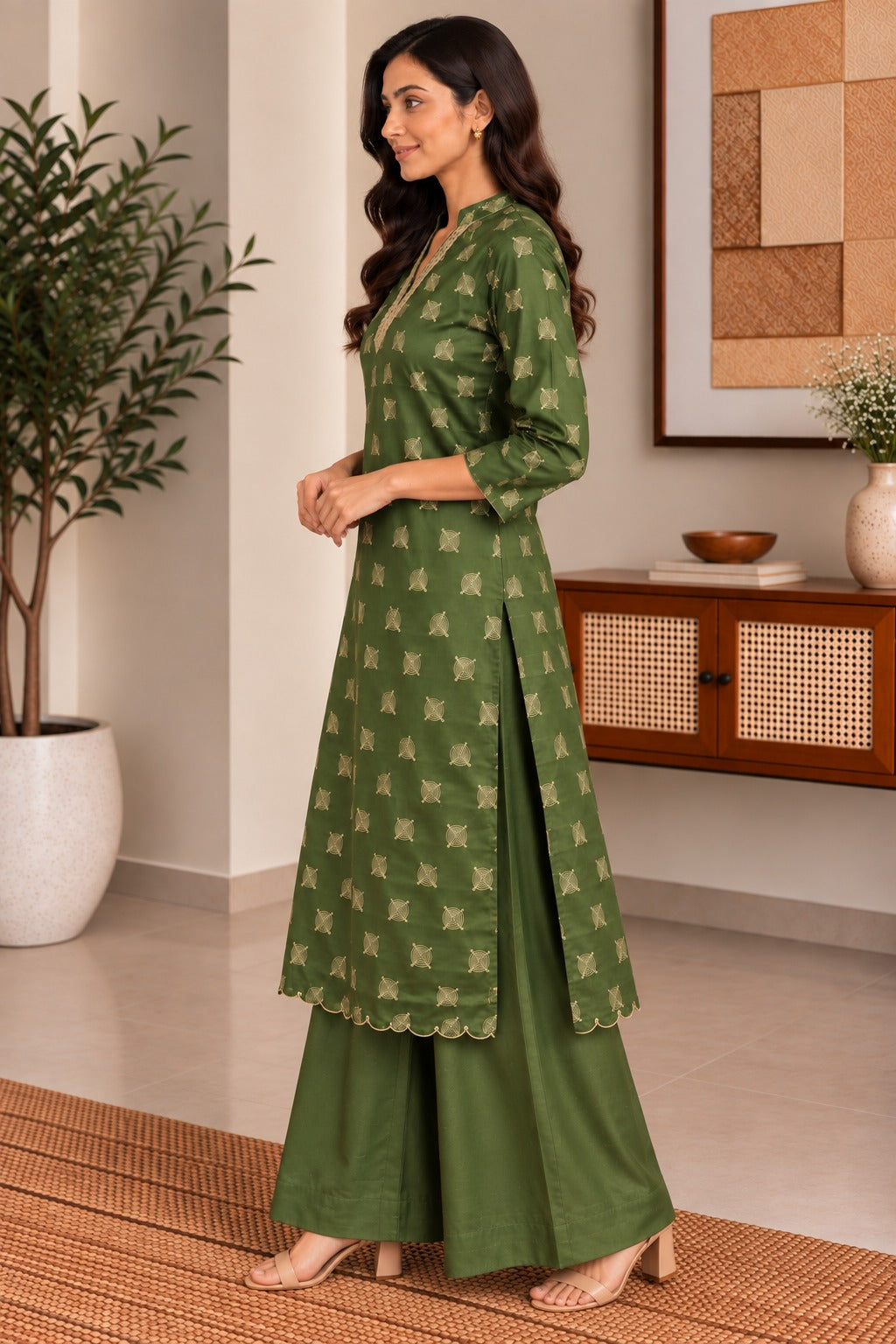 Green Foil Kurta Set