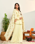 Off White Embroidered Anarkali Suit Set