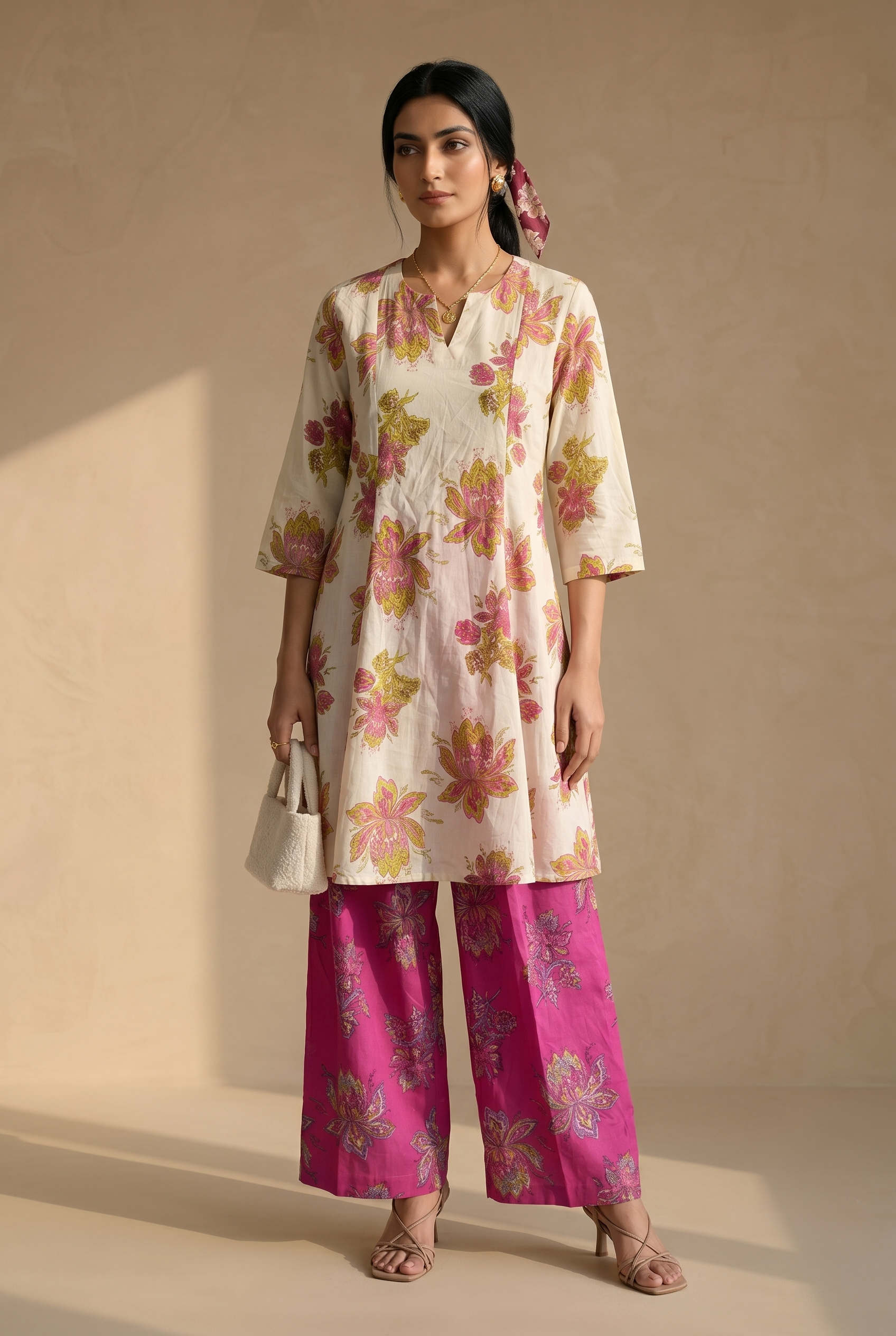 White Floral suit set