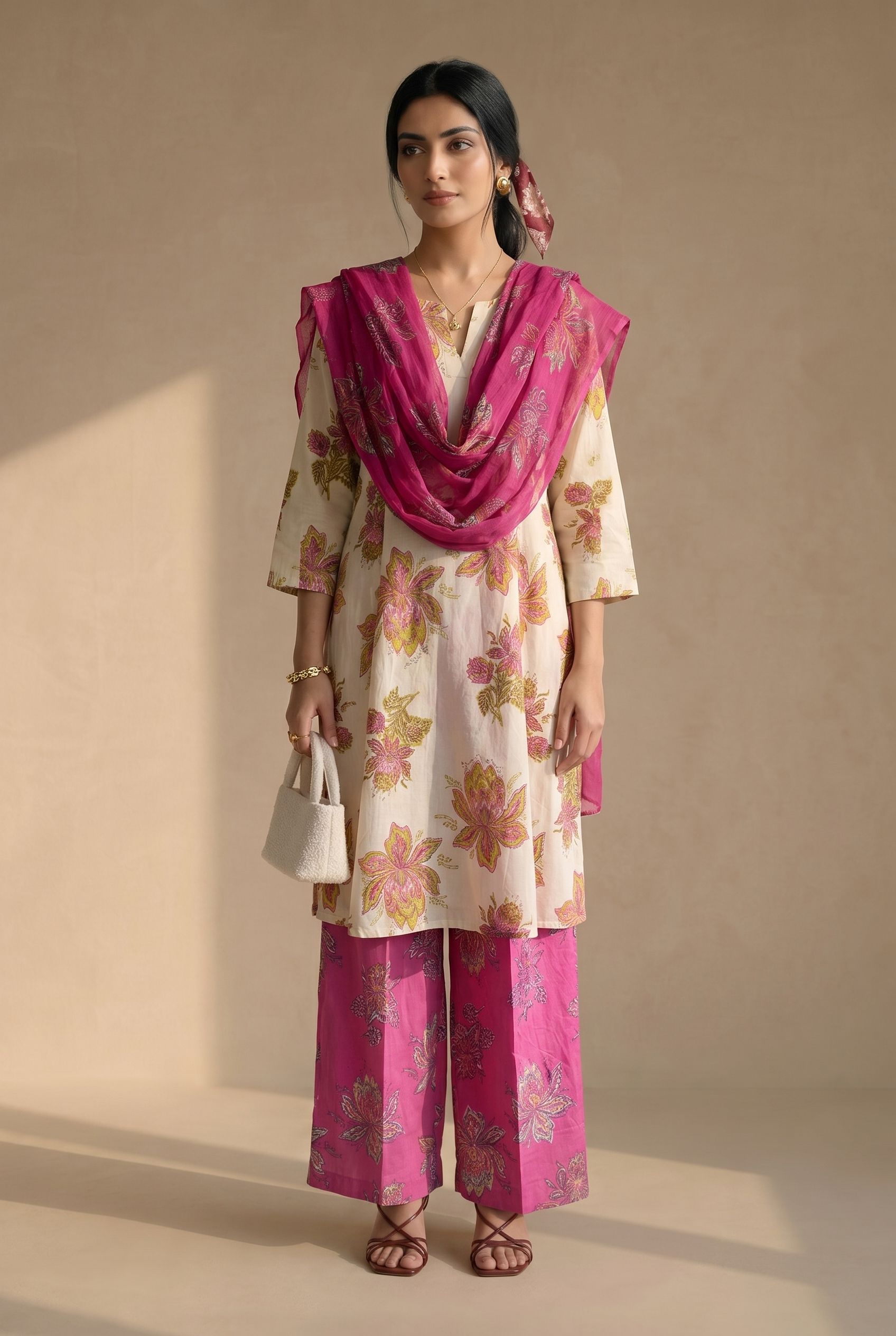 White Floral suit set
