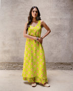 Lime Green Block Buta Kurta Set