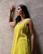 Lime Green Block Buta Kurta Set