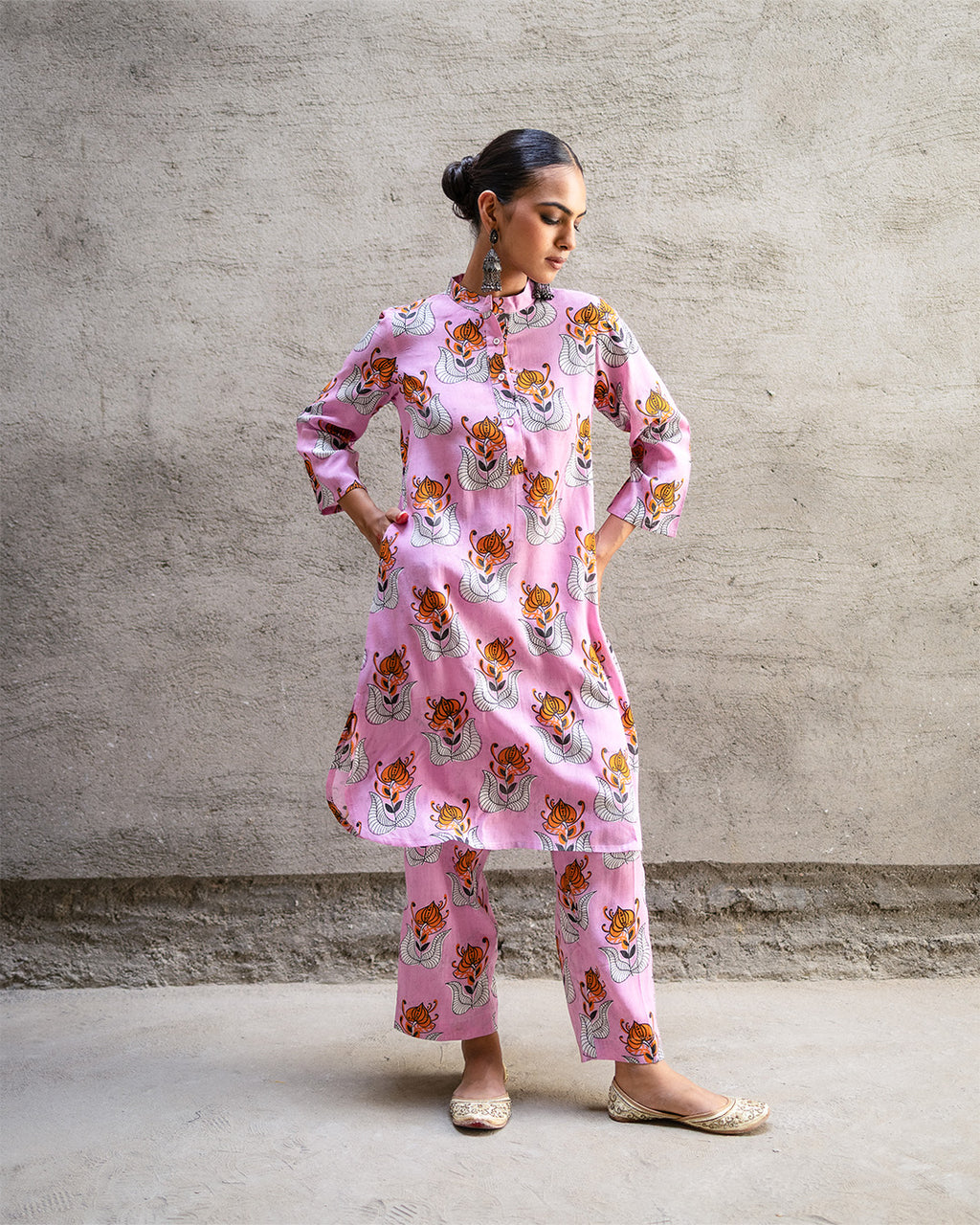 Pink Tribal Buta Kurta Set