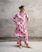 Pink Tribal Buta Kurta Set