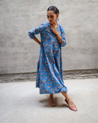 Blue Birdy Jaal A-Line Dress