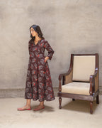 Deep Brown Block Buta Cotton Kurta