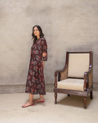 Deep Brown Block Buta Cotton Kurta