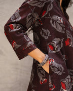 Deep Brown Block Buta Cotton Kurta