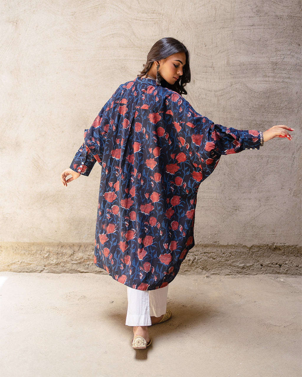 Black Block Jaal Cotton Kurta