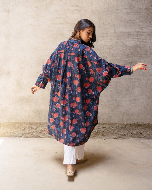 Black Block Jaal Cotton Kurta