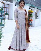 Grey Floor Length Suit Set