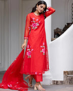 Red Blossom Hand Painted Suit Set