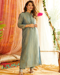 Blue Tissue Kurta Set