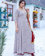 Grey Floor Length Suit Set