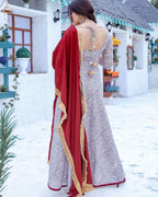 Grey Floor Length Suit Set