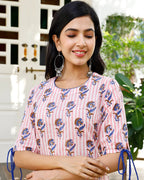 Pink Floral Print Kurta Set