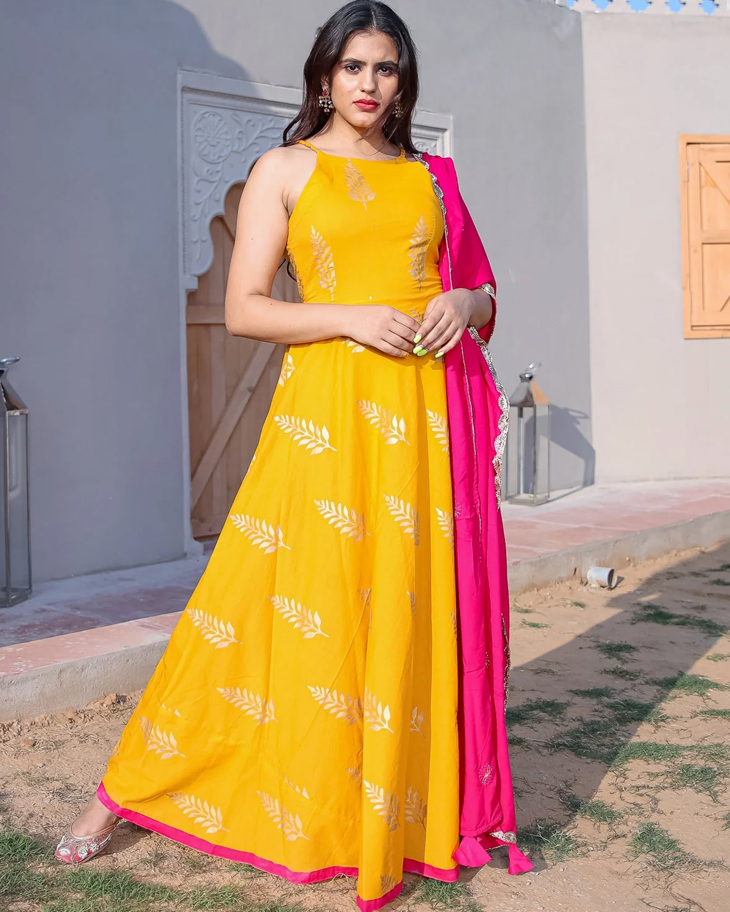 Mango Gold Foil With Duptta | Ambraee  Ambraee