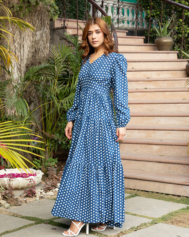 Indigo Polka Dot Maxi